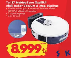 YUİ S7 NOMOPZONE ÖZELLİKLİ AKILLI ROBOT VACUUM SÜPÜRGE VE MOP SÜPÜRGE YUİ S7 NOMOPZONE ÖZELLİKLİ AKILLI ROBOT VACUUM SÜPÜRGE VE MOP SÜPÜRGE
